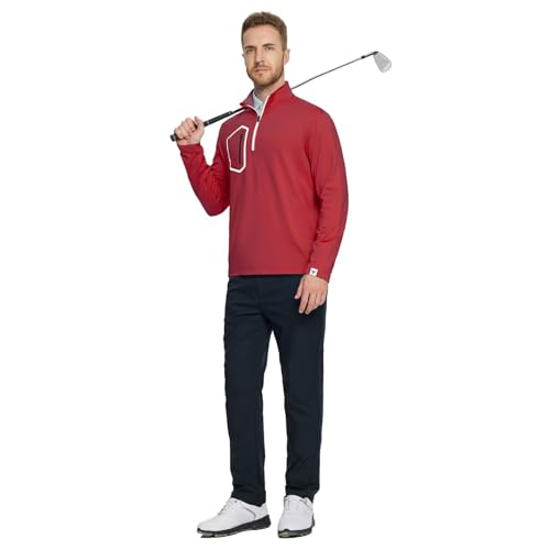 M MAELREG Moisture Wicking Fleece Lined Quarter Zip Pullover Sweatshirt for Men during Golf