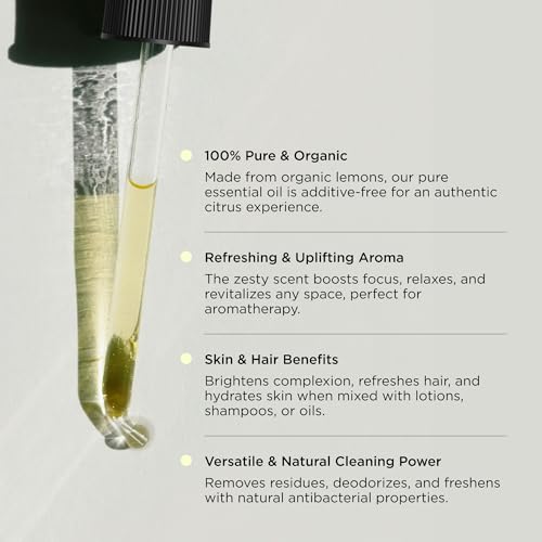 100% Natural Lemon Essential Oil for Diffuser and Aromatherapy - Refreshing Scent Supporting Focus and Freshness
| Lemo