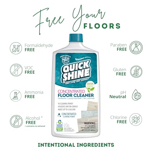 Quick Shine Multi Surface Concentrated Floor Cleaner 27oz 6Pk | Hardwood, Laminate, LVT, Tile & Stone Cleaner | Dirt Dis