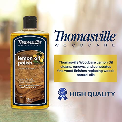 Thomasville Lemon Oil Polish - Natural Lemon Scent, Cleans, Renews & Restores Wood Surfaces, Protects from Drying or Cra