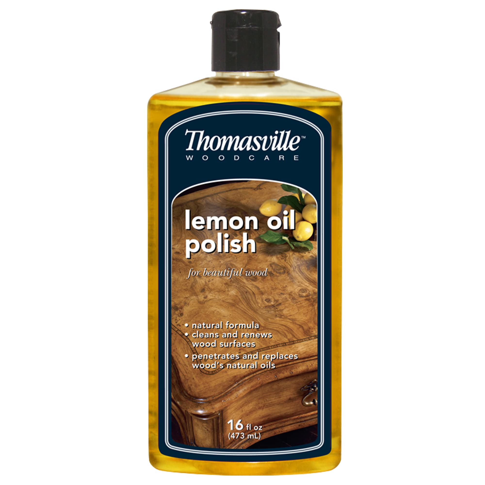 Thomasville Lemon Oil Polish - Natural Lemon Scent, Cleans, Renews & Restores Wood Surfaces, Protects from Drying or Cra