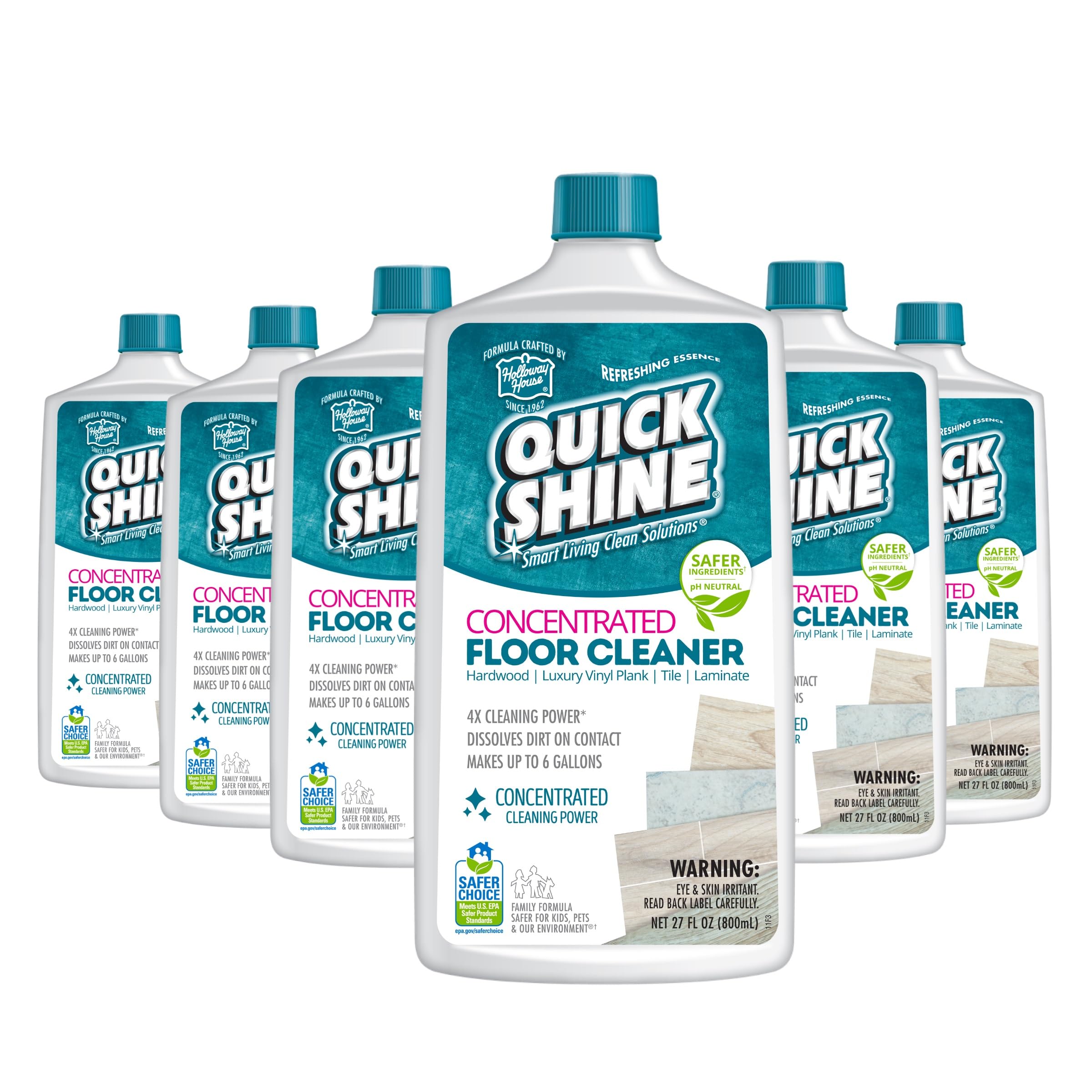Quick Shine Multi Surface Concentrated Floor Cleaner 27oz 6Pk | Hardwood, Laminate, LVT, Tile & Stone Cleaner | Dirt Dis